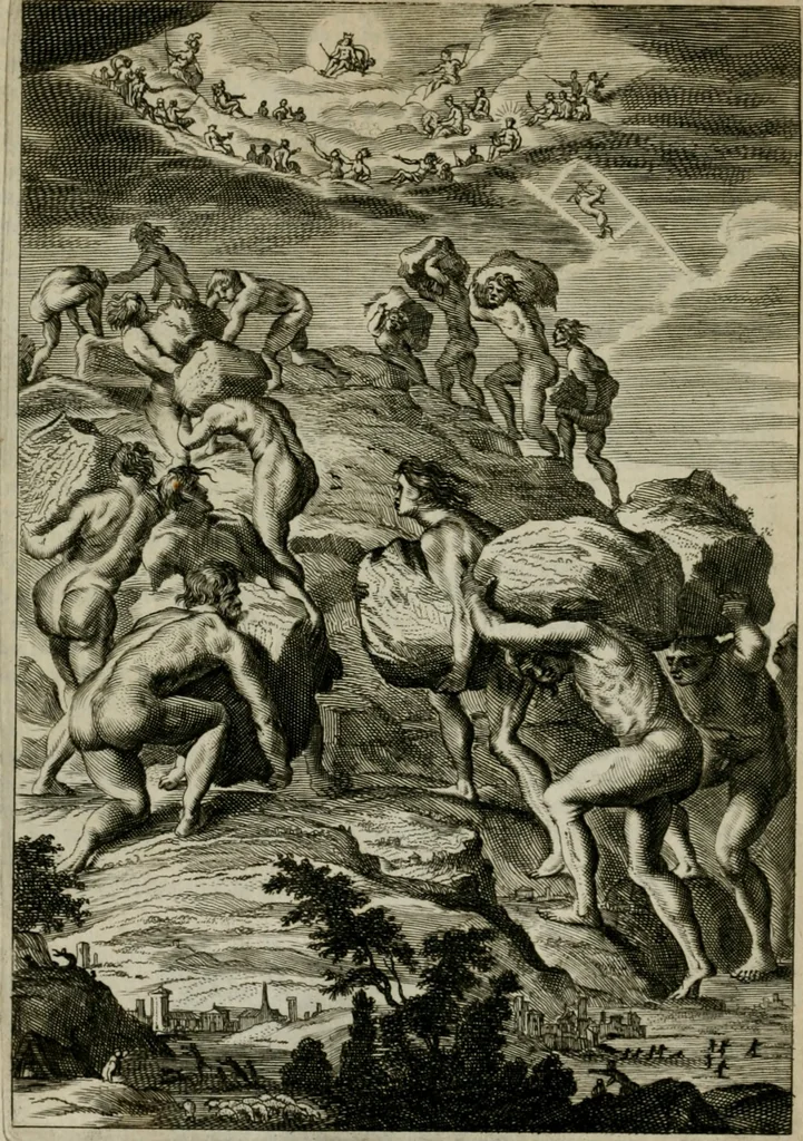 An illustration from Tableaux du temple des muses : tirez du cabinet de feu Mr. Favereau, conseiller du roy en sa Cour des Aydes, & gravez en tailles-douces par les meilleurs maistres de son temps, pour representer les vertus & les vices, sur les plus illustres fables de l'antiquité : avec les descriptions, remarques & annotations, 1676, leaf 37