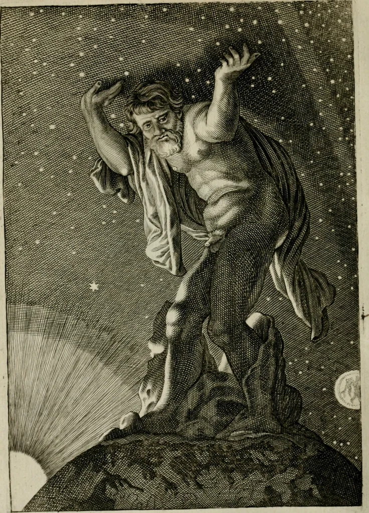 An illustration from Tableaux du temple des muses : tirez du cabinet de feu Mr. Favereau, conseiller du roy en sa Cour des Aydes, & gravez en tailles-douces par les meilleurs maistres de son temps, pour representer les vertus & les vices, sur les plus illustres fables de l'antiquité : avec les descriptions, remarques & annotations, 1676, leaf 427