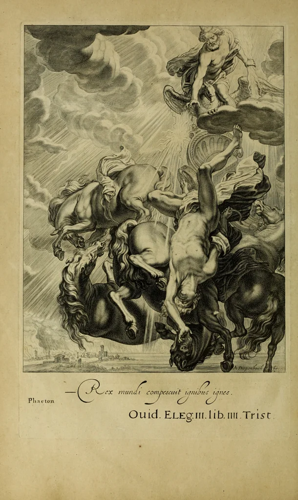 An illustration from Tableaux du temple des muses : tirez du cabinet de feu Mr. Favereau, conseiller du roy en sa cour des Aydes & grauez en tailles-douces par les meilleurs maistr s de son temps pour representer les vertus & les vices sur les plus illustres fables de l'antiquité, 1655, leaf 103