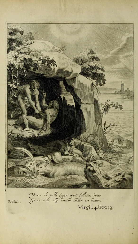 An illustration from Tableaux du temple des muses : tirez du cabinet de feu Mr. Favereau, conseiller du roy en sa cour des Aydes & grauez en tailles-douces par les meilleurs maistr s de son temps pour representer les vertus & les vices sur les plus illustres fables de l'antiquité, 1655, leaf 293