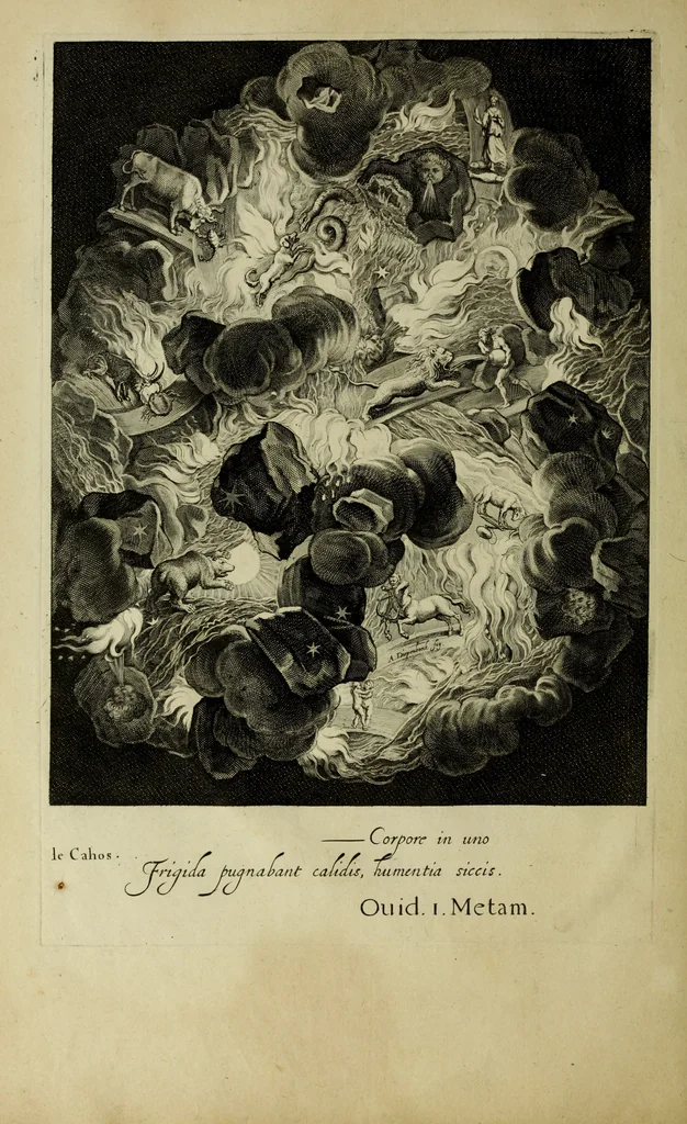 An illustration from Tableaux du temple des muses : tirez du cabinet de feu Mr. Favereau, conseiller du roy en sa cour des Aydes & grauez en tailles-douces par les meilleurs maistr s de son temps pour representer les vertus & les vices sur les plus illustres fables de l'antiquité, 1655, leaf 33