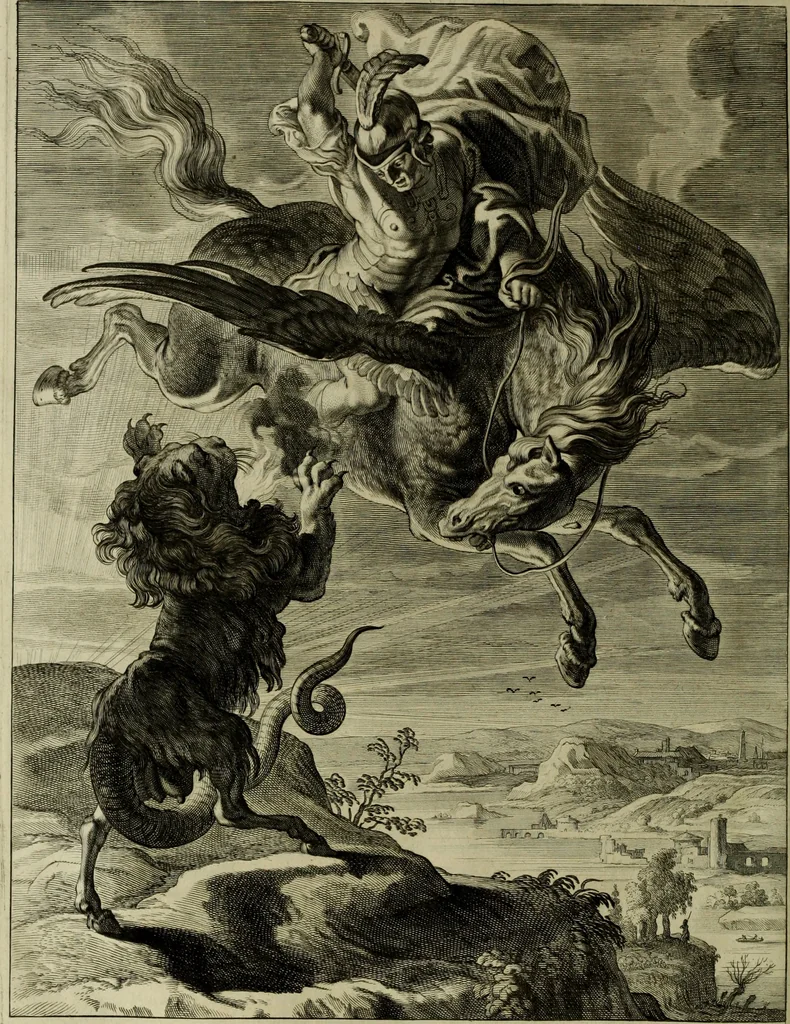 An illustration from Tableaux du temple des muses : tirez du cabinet de feu Mr. Favereau, conseiller du roy en sa cour des Aydes & grauez en tailles-douces par les meilleurs maistr s de son temps pour representer les vertus & les vices sur les plus illustres fables de l'antiquité, 1655, leaf 443