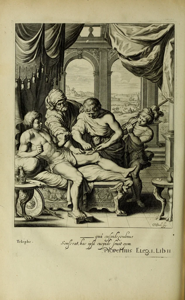 An illustration from Tableaux du temple des muses : tirez du cabinet de feu Mr. Favereau, conseiller du roy en sa cour des Aydes & grauez en tailles-douces par les meilleurs maistr s de son temps pour representer les vertus & les vices sur les plus illustres fables de l'antiquité, 1655, leaf 493