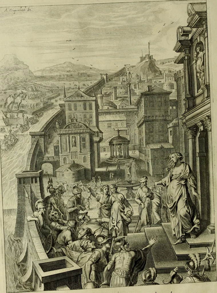 An illustration from Tableaux du temple des muses : tirez du cabinet de feu Mr. Favereau, conseiller du roy en sa cour des Aydes & grauez en tailles-douces par les meilleurs maistr s de son temps pour representer les vertus & les vices sur les plus illustres fables de l'antiquité, 1655, leaf 513