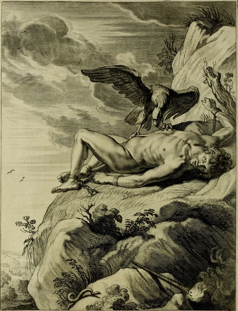 An illustration from Tableaux du temple des muses : tirez du cabinet de feu Mr. Favereau, conseiller du roy en sa cour des Aydes & grauez en tailles-douces par les meilleurs maistr s de son temps pour representer les vertus & les vices sur les plus illustres fables de l'antiquité, 1655, leaf 83