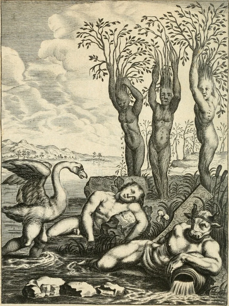 An illustration from Tableaux du temple des muses : tirez du cabinet de feu mr. Favereau...gravez en tailles-douces par les meilleurs maistres de son temps, pour representer les vertus & les vices, sur les plus illustres fables de l'antiquité, 1676, leaf 107