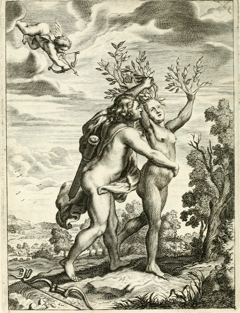 An illustration from Tableaux du temple des muses : tirez du cabinet de feu mr. Favereau...gravez en tailles-douces par les meilleurs maistres de son temps, pour representer les vertus & les vices, sur les plus illustres fables de l'antiquité, 1676, leaf 147
