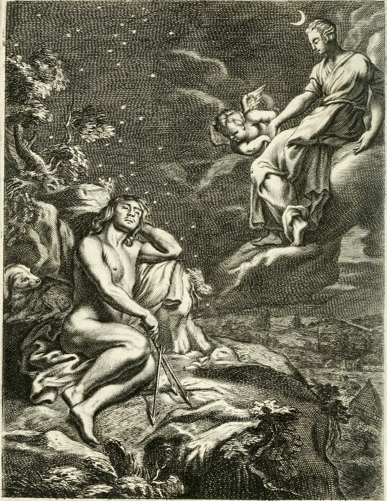 An illustration from Tableaux du temple des muses : tirez du cabinet de feu mr. Favereau...gravez en tailles-douces par les meilleurs maistres de son temps, pour representer les vertus & les vices, sur les plus illustres fables de l'antiquité, 1676, leaf 167