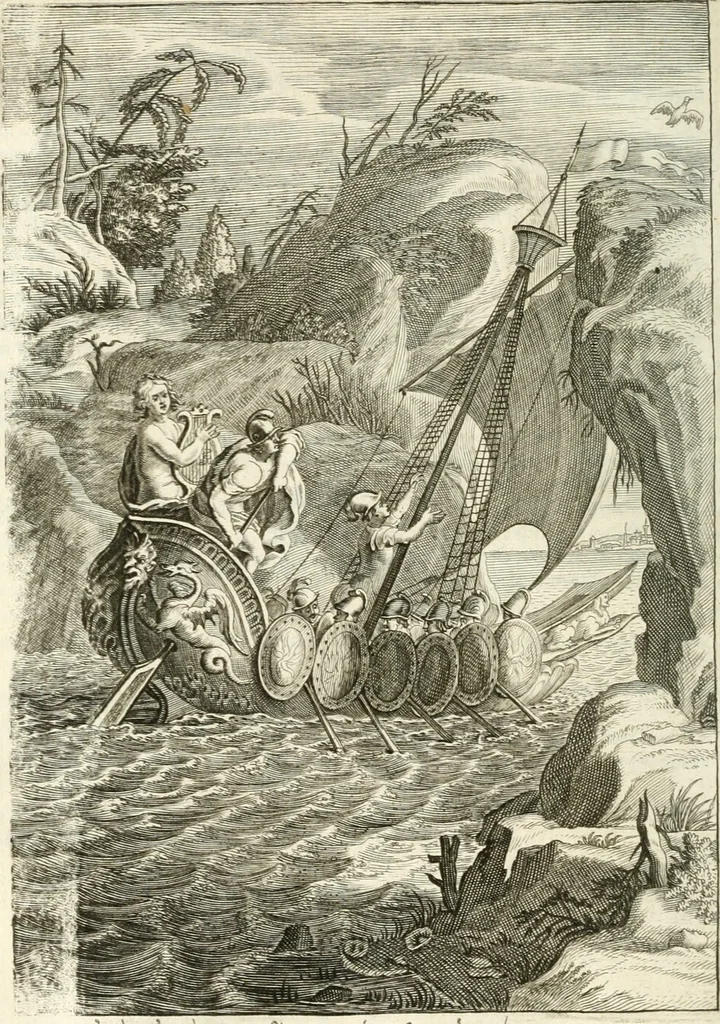An illustration from Tableaux du temple des muses : tirez du cabinet de feu mr. Favereau...gravez en tailles-douces par les meilleurs maistres de son temps, pour representer les vertus & les vices, sur les plus illustres fables de l'antiquité, 1676, leaf 307