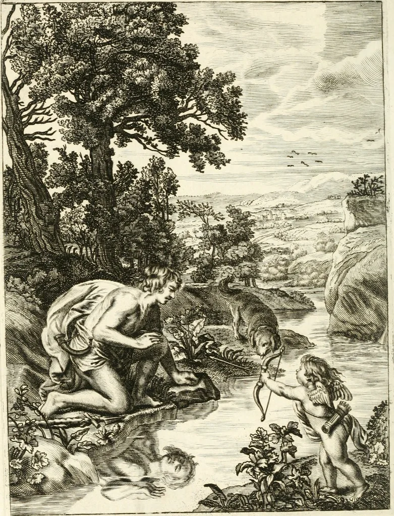 An illustration from Tableaux du temple des muses : tirez du cabinet de feu mr. Favereau...gravez en tailles-douces par les meilleurs maistres de son temps, pour representer les vertus & les vices, sur les plus illustres fables de l'antiquité, 1676, leaf 377