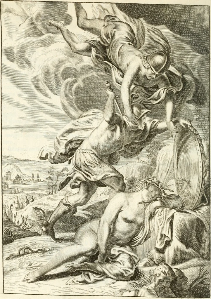 An illustration from Tableaux du temple des muses : tirez du cabinet de feu mr. Favereau...gravez en tailles-douces par les meilleurs maistres de son temps, pour representer les vertus & les vices, sur les plus illustres fables de l'antiquité, 1676, leaf 407