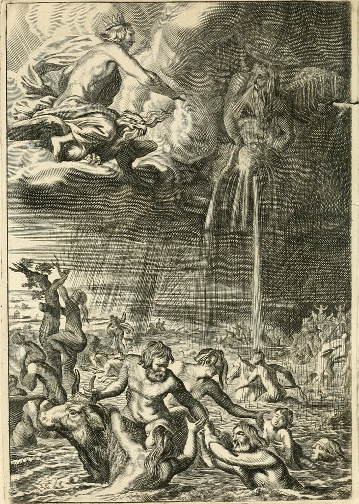 An illustration from Tableaux du temple des muses : tirez du cabinet de feu mr. Favereau...gravez en tailles-douces par les meilleurs maistres de son temps, pour representer les vertus & les vices, sur les plus illustres fables de l'antiquité, 1676, leaf 47