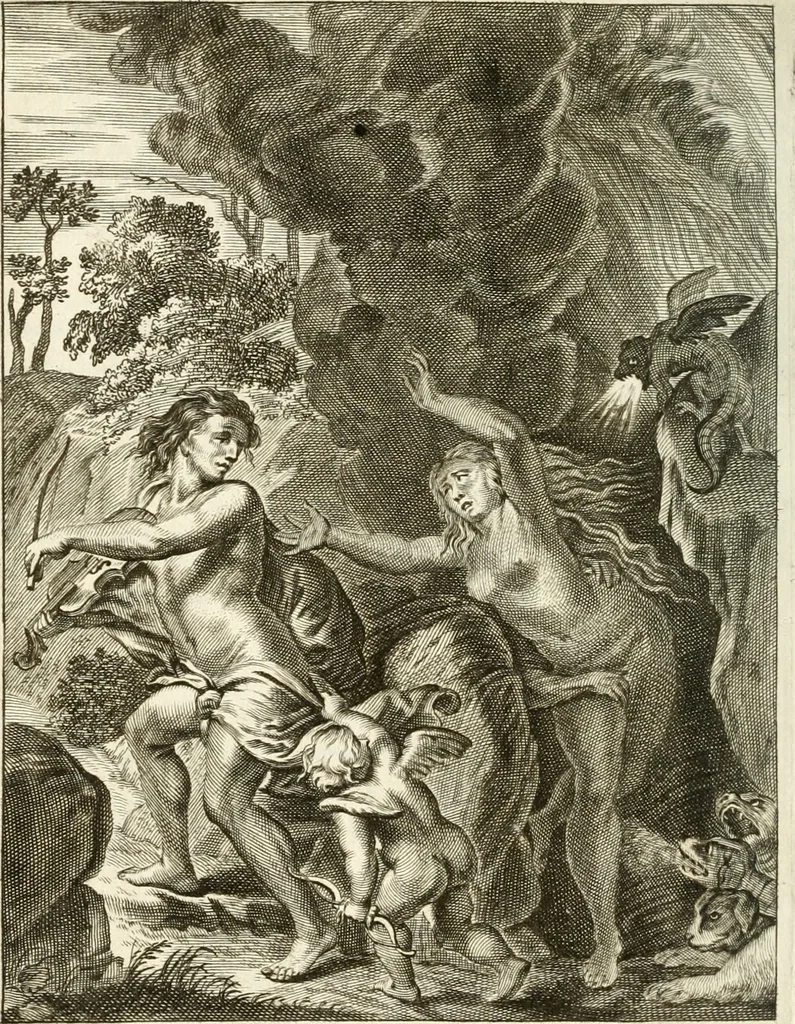 An illustration from Tableaux du temple des muses : tirez du cabinet de feu mr. Favereau...gravez en tailles-douces par les meilleurs maistres de son temps, pour representer les vertus & les vices, sur les plus illustres fables de l'antiquité, 1676, leaf 537