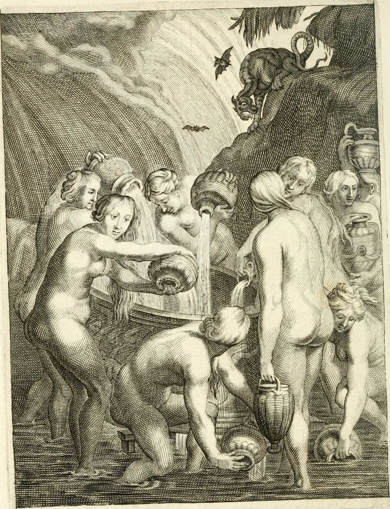 An illustration from Tableaux du temple des muses : tirez du cabinet de feu mr. Favereau...gravez en tailles-douces par les meilleurs maistres de son temps, pour representer les vertus & les vices, sur les plus illustres fables de l'antiquité, 1676, leaf 587