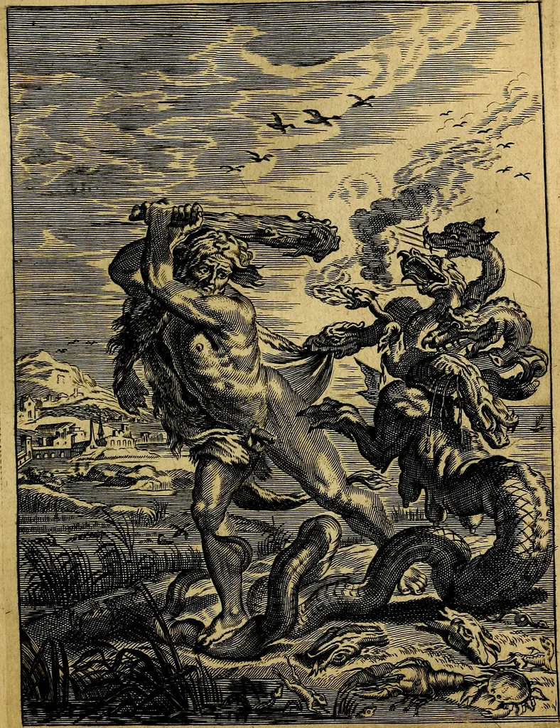 An illustration from Tableaux du temple des muses : tirez du cabinet de feu mr. Favereau...gravez en tailles-douces par les meilleurs maistres de son temps, pour representer les vertus & les vices, sur les plus illustres fables de l'antiquité, 1676, leaf 246