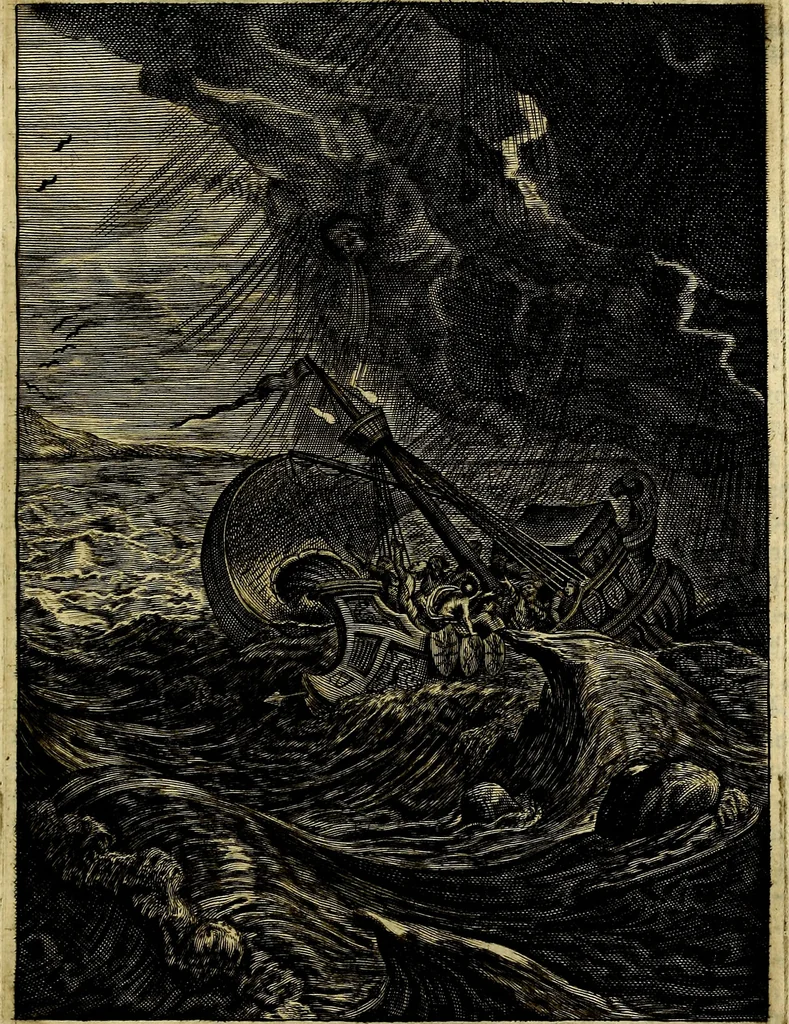 An illustration from Tableaux du temple des muses : tirez du cabinet de feu mr. Favereau...gravez en tailles-douces par les meilleurs maistres de son temps, pour representer les vertus & les vices, sur les plus illustres fables de l'antiquité, 1676, leaf 276