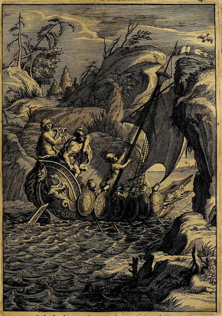 An illustration from Tableaux du temple des muses : tirez du cabinet de feu mr. Favereau...gravez en tailles-douces par les meilleurs maistres de son temps, pour representer les vertus & les vices, sur les plus illustres fables de l'antiquité, 1676, leaf 306