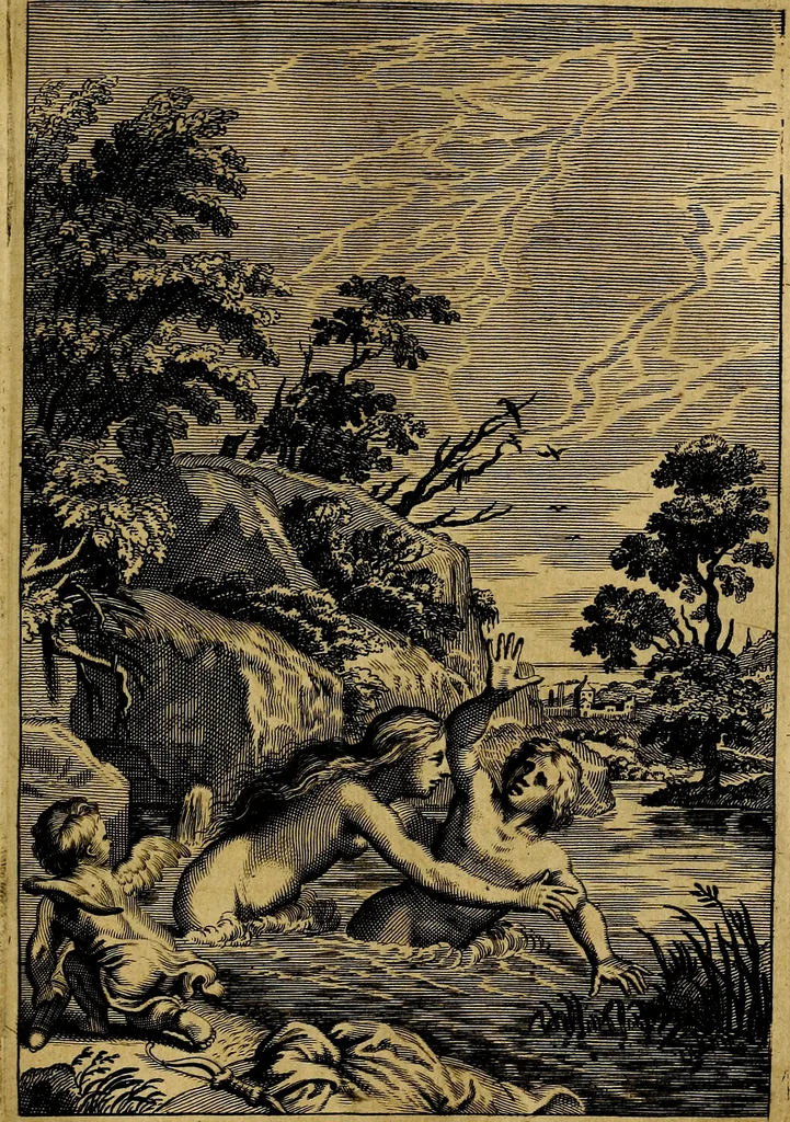 An illustration from Tableaux du temple des muses : tirez du cabinet de feu mr. Favereau...gravez en tailles-douces par les meilleurs maistres de son temps, pour representer les vertus & les vices, sur les plus illustres fables de l'antiquité, 1676, leaf 326