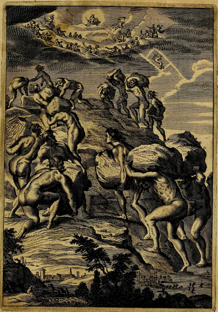 An illustration from Tableaux du temple des muses : tirez du cabinet de feu mr. Favereau...gravez en tailles-douces par les meilleurs maistres de son temps, pour representer les vertus & les vices, sur les plus illustres fables de l'antiquité, 1676, leaf 36