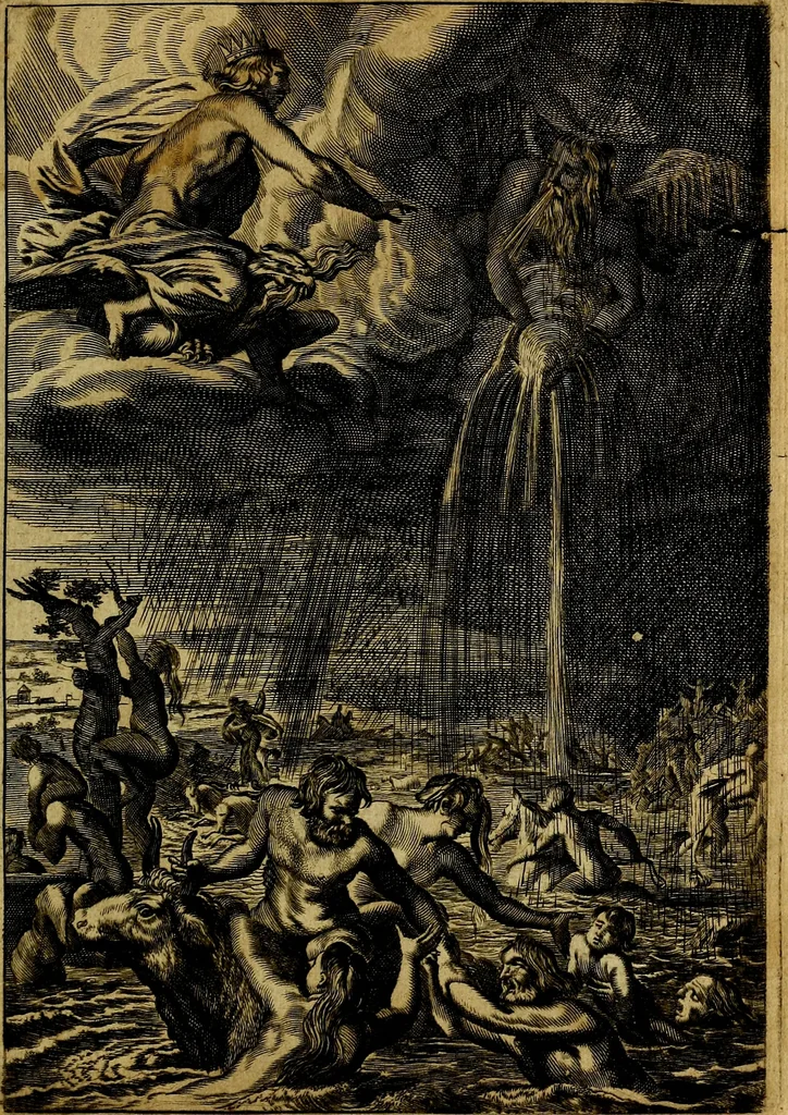 An illustration from Tableaux du temple des muses : tirez du cabinet de feu mr. Favereau...gravez en tailles-douces par les meilleurs maistres de son temps, pour representer les vertus & les vices, sur les plus illustres fables de l'antiquité, 1676, leaf 46