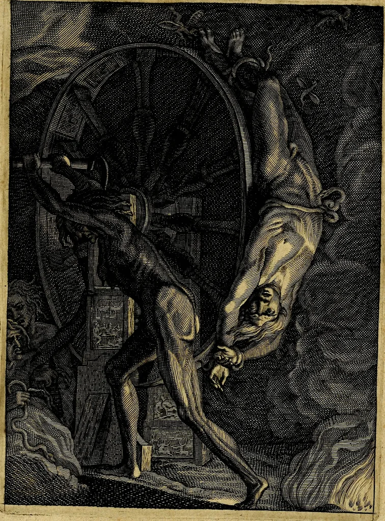An illustration from Tableaux du temple des muses : tirez du cabinet de feu mr. Favereau...gravez en tailles-douces par les meilleurs maistres de son temps, pour representer les vertus & les vices, sur les plus illustres fables de l'antiquité, 1676, leaf 566