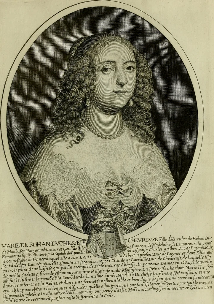 An illustration from Tableaux historiques, ou sont grauez les illustres francois et estrangers de l'un et de l'autre sexe : remarquables par leur naissance et leur fortune, doctrine, pieté, charges et emplois, auec les éloges sommaires contenans leurs noms et leurs qualitez, leurs peres et leurs meres, leurs aages, leurs mariages, les plus belles actions de leur vie et leurs armes blasonnées, 1662, leaf 100