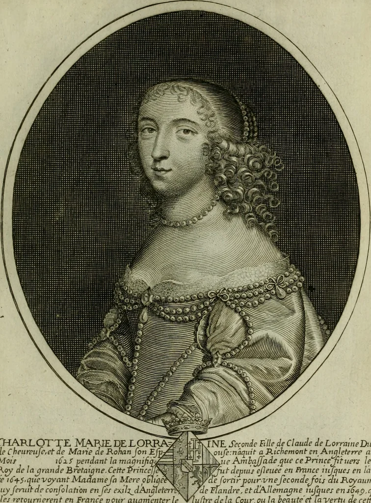 An illustration from Tableaux historiques, ou sont grauez les illustres francois et estrangers de l'un et de l'autre sexe : remarquables par leur naissance et leur fortune, doctrine, pieté, charges et emplois, auec les éloges sommaires contenans leurs noms et leurs qualitez, leurs peres et leurs meres, leurs aages, leurs mariages, les plus belles actions de leur vie et leurs armes blasonnées, 1662, leaf 106
