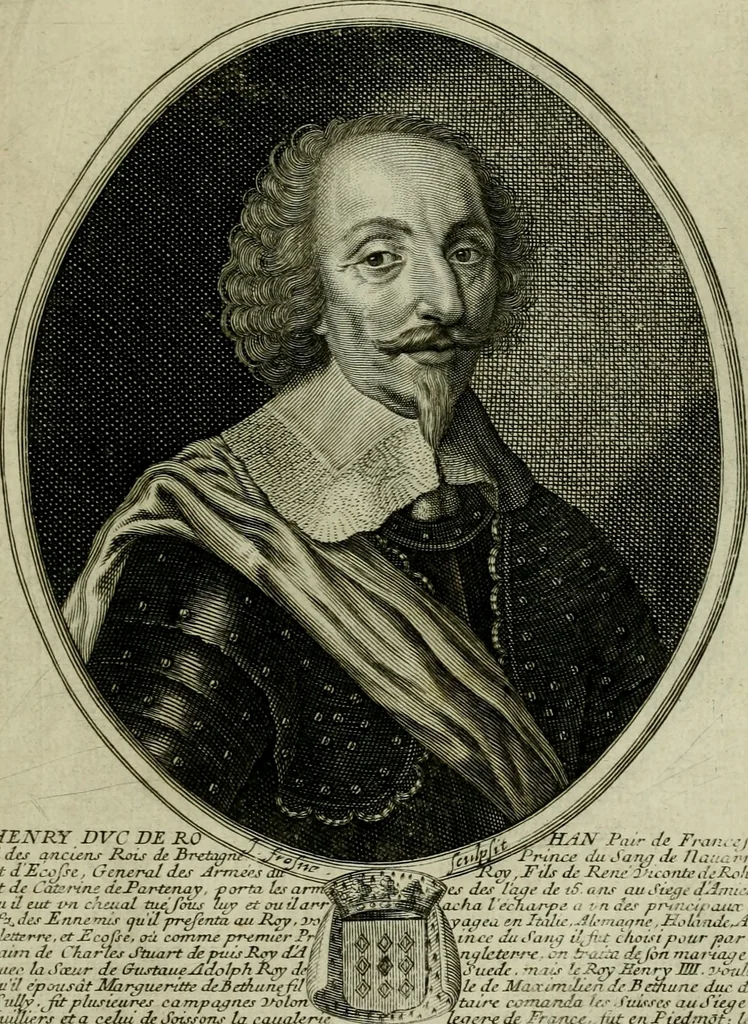 An illustration from Tableaux historiques, ou sont grauez les illustres francois et estrangers de l'un et de l'autre sexe : remarquables par leur naissance et leur fortune, doctrine, pieté, charges et emplois, auec les éloges sommaires contenans leurs noms et leurs qualitez, leurs peres et leurs meres, leurs aages, leurs mariages, les plus belles actions de leur vie et leurs armes blasonnées, 1662, leaf 120