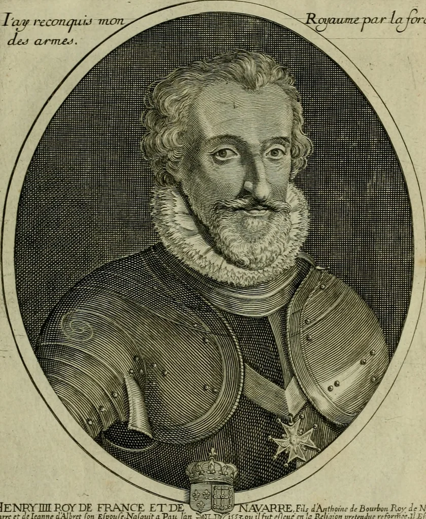 An illustration from Tableaux historiques, ou sont grauez les illustres francois et estrangers de l'un et de l'autre sexe : remarquables par leur naissance et leur fortune, doctrine, pieté, charges et emplois, auec les éloges sommaires contenans leurs noms et leurs qualitez, leurs peres et leurs meres, leurs aages, leurs mariages, les plus belles actions de leur vie et leurs armes blasonnées, 1662, leaf 16