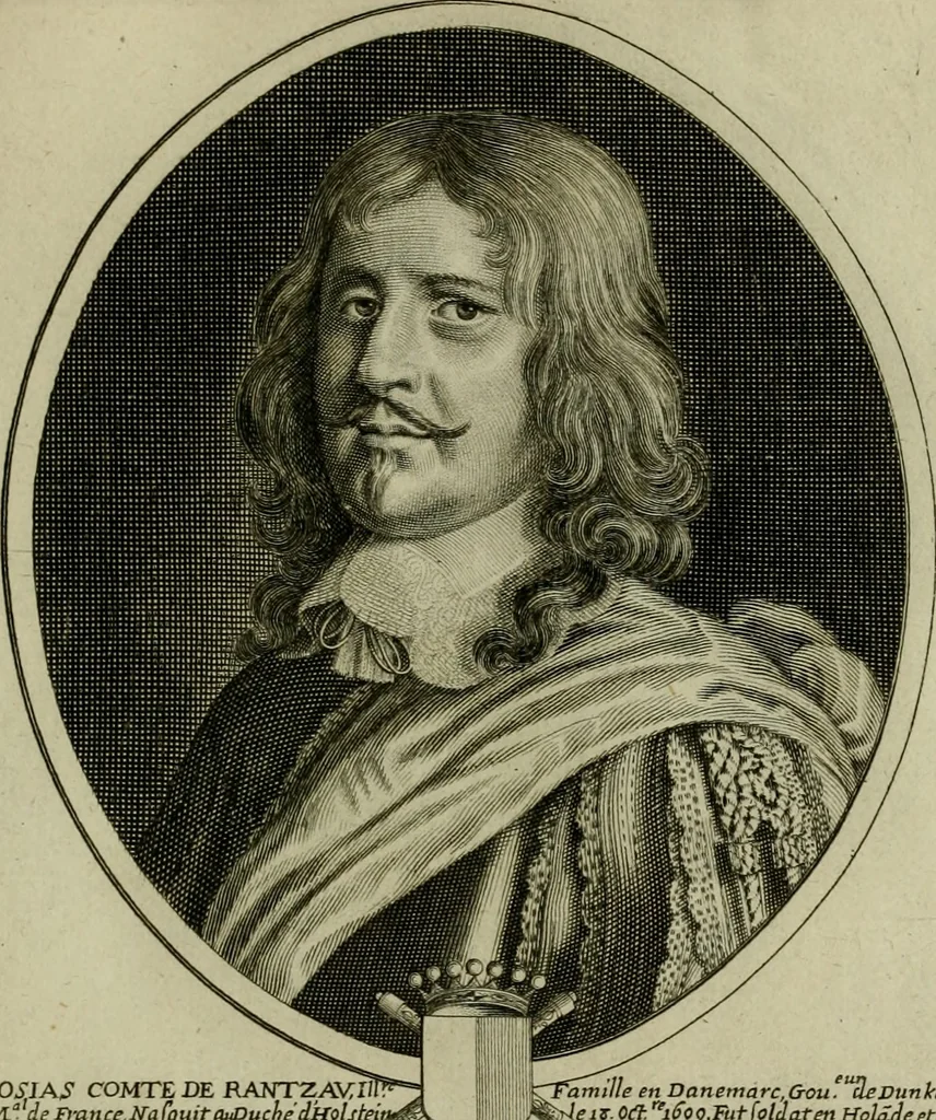 An illustration from Tableaux historiques, ou sont grauez les illustres francois et estrangers de l'un et de l'autre sexe : remarquables par leur naissance et leur fortune, doctrine, pieté, charges et emplois, auec les éloges sommaires contenans leurs noms et leurs qualitez, leurs peres et leurs meres, leurs aages, leurs mariages, les plus belles actions de leur vie et leurs armes blasonnées, 1662, leaf 168