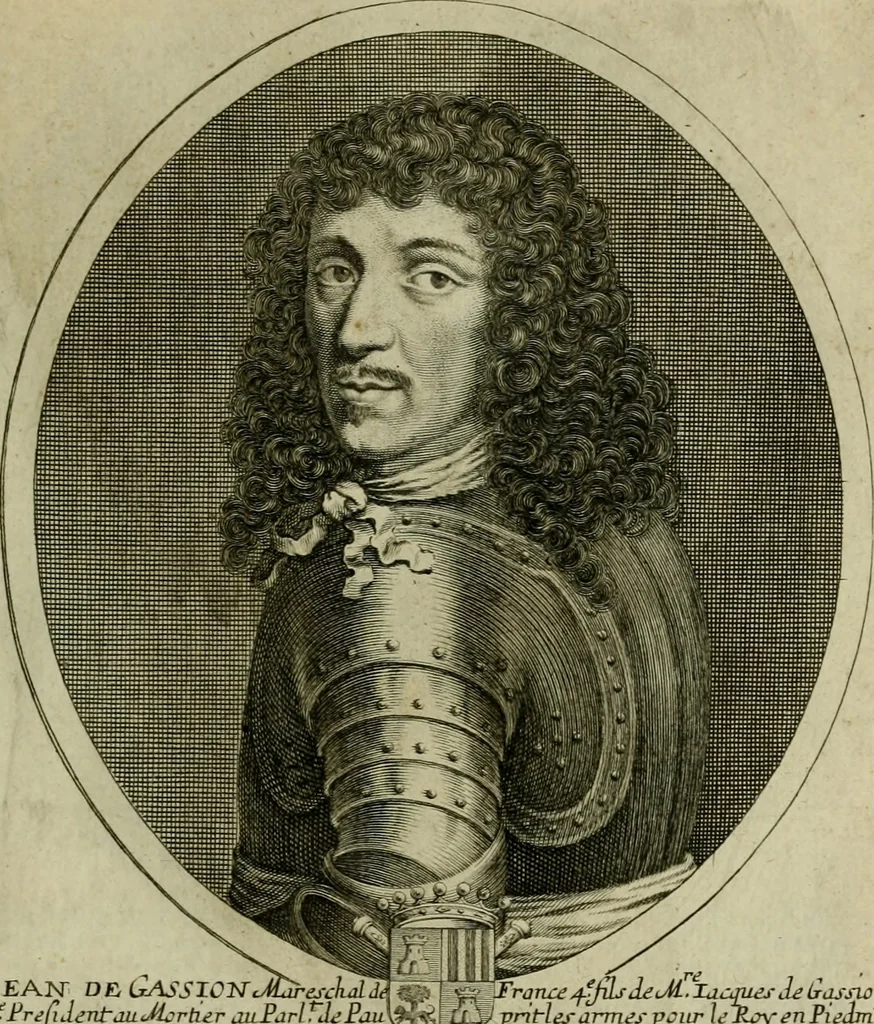 An illustration from Tableaux historiques, ou sont grauez les illustres francois et estrangers de l'un et de l'autre sexe : remarquables par leur naissance et leur fortune, doctrine, pieté, charges et emplois, auec les éloges sommaires contenans leurs noms et leurs qualitez, leurs peres et leurs meres, leurs aages, leurs mariages, les plus belles actions de leur vie et leurs armes blasonnées, 1662, leaf 178