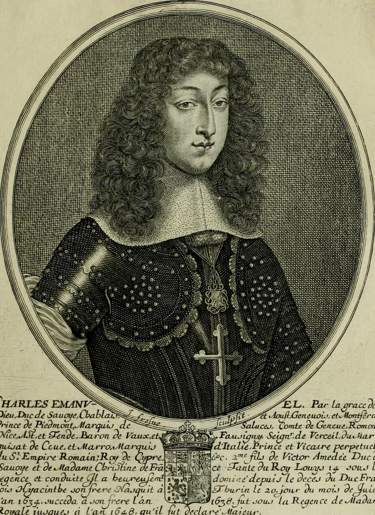 An illustration from Tableaux historiques, ou sont grauez les illustres francois et estrangers de l'un et de l'autre sexe : remarquables par leur naissance et leur fortune, doctrine, pieté, charges et emplois, auec les éloges sommaires contenans leurs noms et leurs qualitez, leurs peres et leurs meres, leurs aages, leurs mariages, les plus belles actions de leur vie et leurs armes blasonnées, 1662, leaf 184