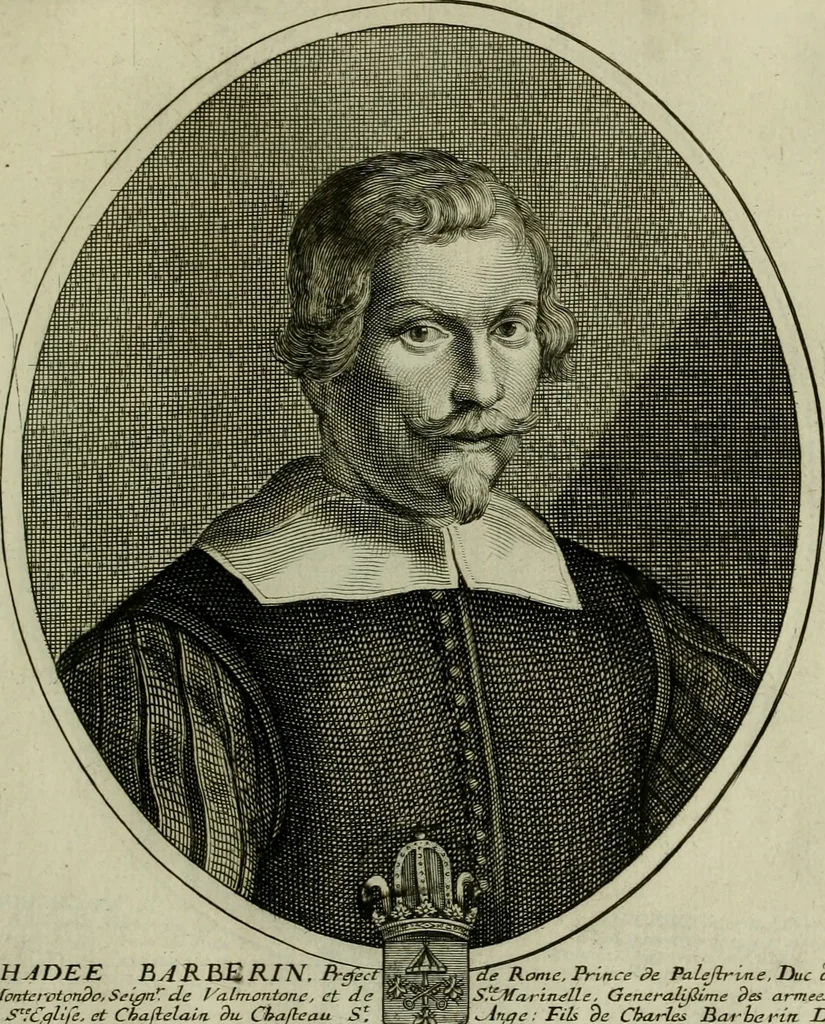 An illustration from Tableaux historiques, ou sont grauez les illustres francois et estrangers de l'un et de l'autre sexe : remarquables par leur naissance et leur fortune, doctrine, pieté, charges et emplois, auec les éloges sommaires contenans leurs noms et leurs qualitez, leurs peres et leurs meres, leurs aages, leurs mariages, les plus belles actions de leur vie et leurs armes blasonnées, 1662, leaf 208