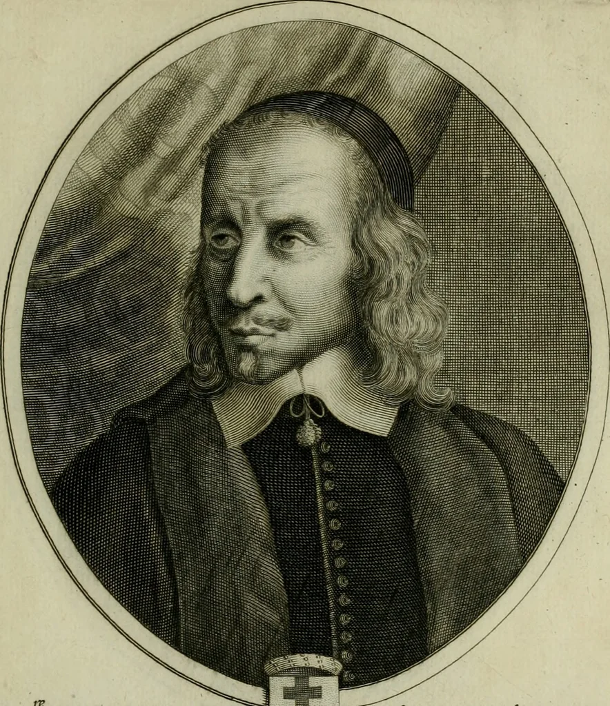 An illustration from Tableaux historiques, ou sont grauez les illustres francois et estrangers de l'un et de l'autre sexe : remarquables par leur naissance et leur fortune, doctrine, pieté, charges et emplois, auec les éloges sommaires contenans leurs noms et leurs qualitez, leurs peres et leurs meres, leurs aages, leurs mariages, les plus belles actions de leur vie et leurs armes blasonnées, 1662, leaf 290