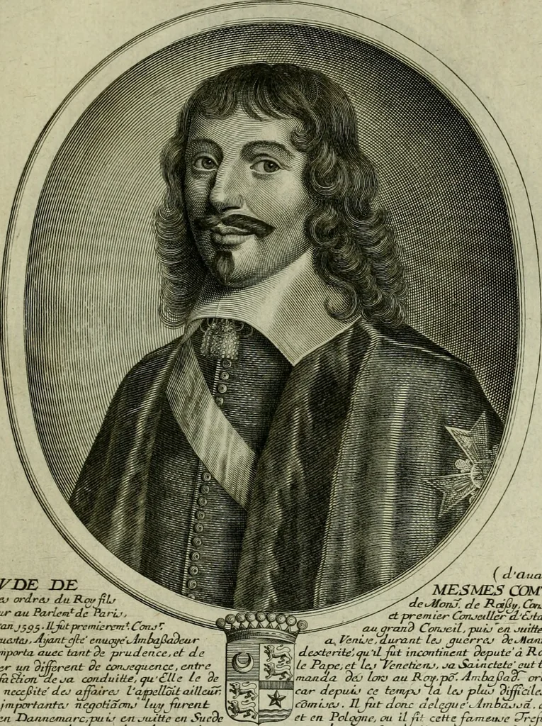An illustration from Tableaux historiques, ou sont grauez les illustres francois et estrangers de l'un et de l'autre sexe : remarquables par leur naissance et leur fortune, doctrine, pieté, charges et emplois, auec les éloges sommaires contenans leurs noms et leurs qualitez, leurs peres et leurs meres, leurs aages, leurs mariages, les plus belles actions de leur vie et leurs armes blasonnées, 1662, leaf 298