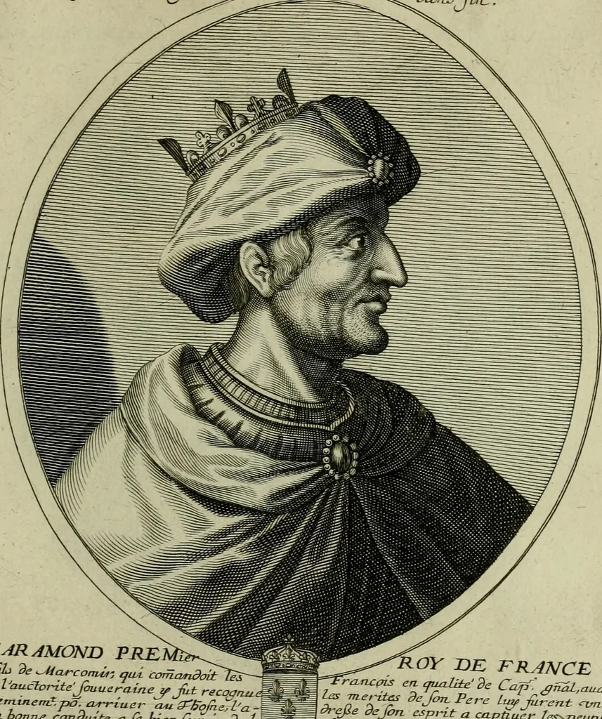 An illustration from Tableaux historiques, ou sont grauez les illustres francois et estrangers de l'un et de l'autre sexe : remarquables par leur naissance et leur fortune, doctrine, pieté, charges et emplois, auec les éloges sommaires contenans leurs noms et leurs qualitez, leurs peres et leurs meres, leurs aages, leurs mariages, les plus belles actions de leur vie et leurs armes blasonnées, 1662, leaf 330