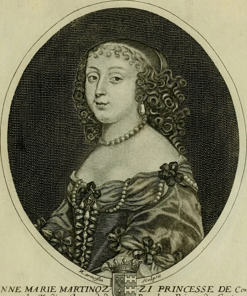 An illustration from Tableaux historiques, ou sont grauez les illustres francois et estrangers de l'un et de l'autre sexe : remarquables par leur naissance et leur fortune, doctrine, pieté, charges et emplois, auec les éloges sommaires contenans leurs noms et leurs qualitez, leurs peres et leurs meres, leurs aages, leurs mariages, les plus belles actions de leur vie et leurs armes blasonnées, 1662, leaf 38