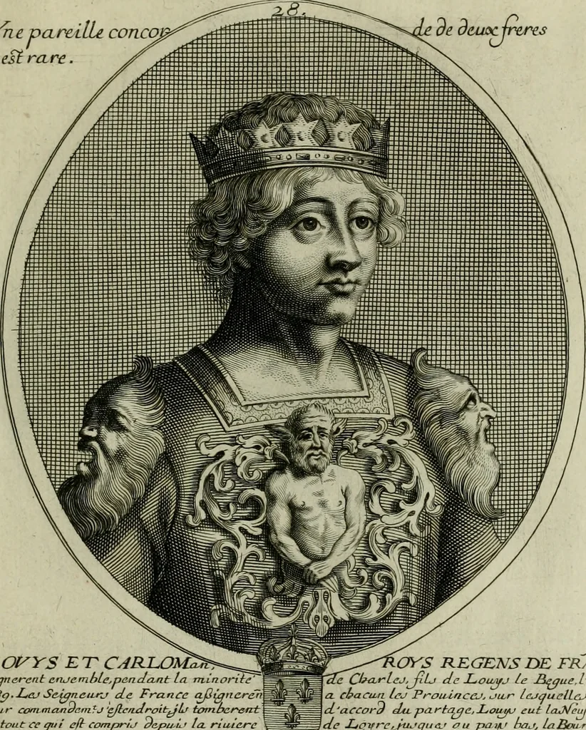 An illustration from Tableaux historiques, ou sont grauez les illustres francois et estrangers de l'un et de l'autre sexe : remarquables par leur naissance et leur fortune, doctrine, pieté, charges et emplois, auec les éloges sommaires contenans leurs noms et leurs qualitez, leurs peres et leurs meres, leurs aages, leurs mariages, les plus belles actions de leur vie et leurs armes blasonnées, 1662, leaf 382