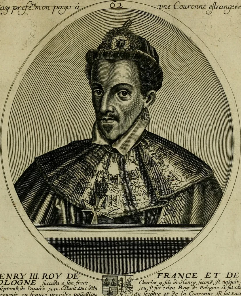 An illustration from Tableaux historiques, ou sont grauez les illustres francois et estrangers de l'un et de l'autre sexe : remarquables par leur naissance et leur fortune, doctrine, pieté, charges et emplois, auec les éloges sommaires contenans leurs noms et leurs qualitez, leurs peres et leurs meres, leurs aages, leurs mariages, les plus belles actions de leur vie et leurs armes blasonnées, 1662, leaf 450