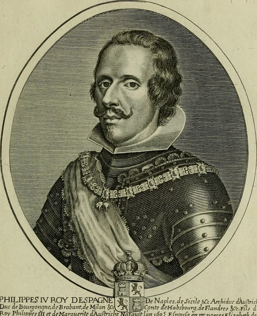 An illustration from Tableaux historiques, ou sont grauez les illustres francois et estrangers de l'un et de l'autre sexe : remarquables par leur naissance et leur fortune, doctrine, pieté, charges et emplois, auec les éloges sommaires contenans leurs noms et leurs qualitez, leurs peres et leurs meres, leurs aages, leurs mariages, les plus belles actions de leur vie et leurs armes blasonnées, 1662, leaf 56