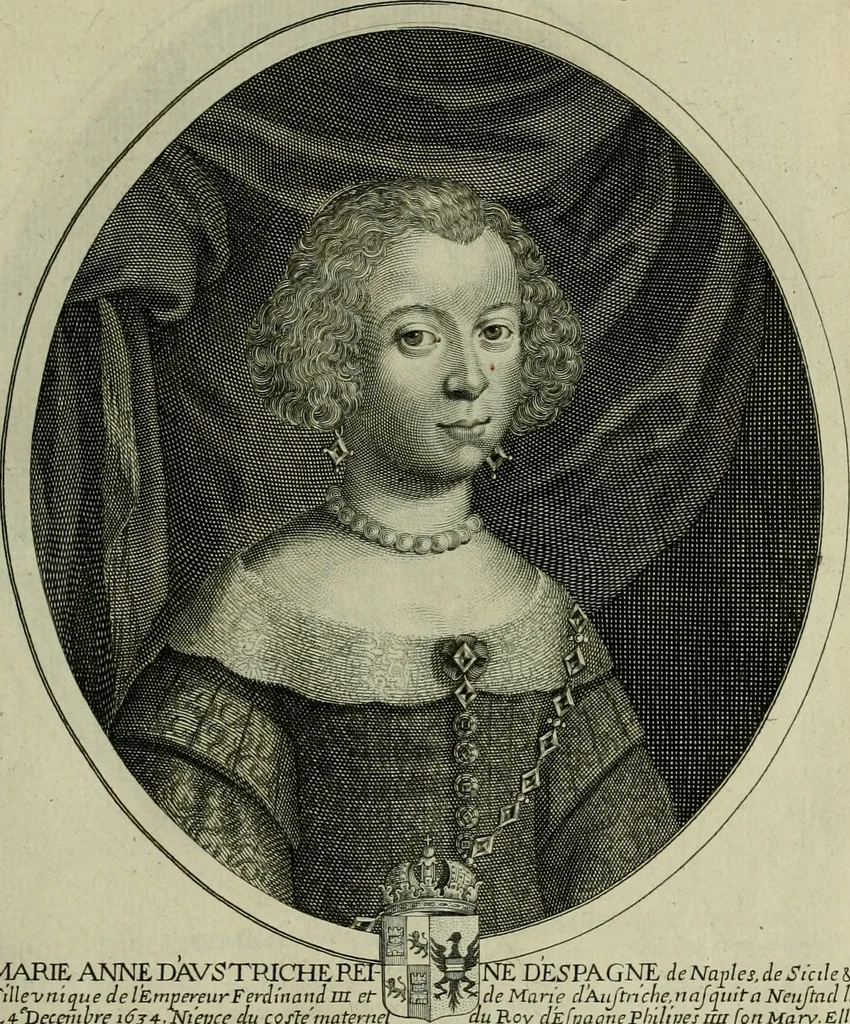 An illustration from Tableaux historiques, ou sont grauez les illustres francois et estrangers de l'un et de l'autre sexe : remarquables par leur naissance et leur fortune, doctrine, pieté, charges et emplois, auec les éloges sommaires contenans leurs noms et leurs qualitez, leurs peres et leurs meres, leurs aages, leurs mariages, les plus belles actions de leur vie et leurs armes blasonnées, 1662, leaf 58
