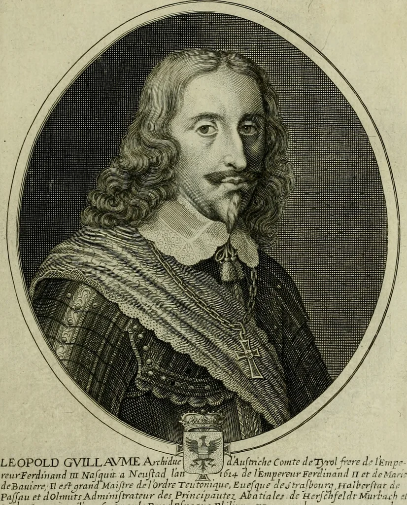 An illustration from Tableaux historiques, ou sont grauez les illustres francois et estrangers de l'un et de l'autre sexe : remarquables par leur naissance et leur fortune, doctrine, pieté, charges et emplois, auec les éloges sommaires contenans leurs noms et leurs qualitez, leurs peres et leurs meres, leurs aages, leurs mariages, les plus belles actions de leur vie et leurs armes blasonnées, 1662, leaf 60