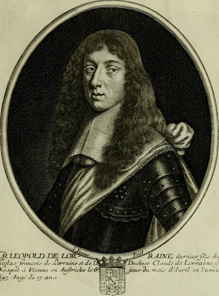 An illustration from Tableaux historiques, ou sont grauez les illustres francois et estrangers de l'un et de l'autre sexe : remarquables par leur naissance et leur fortune, doctrine, pieté, charges et emplois, auec les éloges sommaires contenans leurs noms et leurs qualitez, leurs peres et leurs meres, leurs aages, leurs mariages, les plus belles actions de leur vie et leurs armes blasonnées, 1662, leaf 82