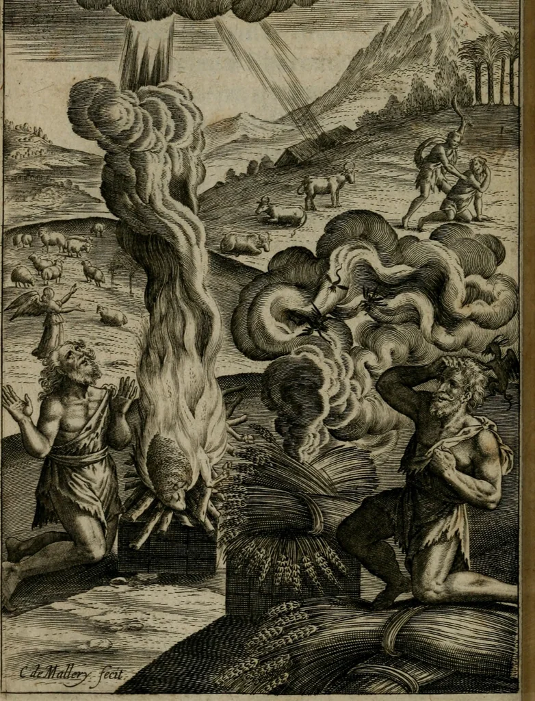 An illustration from Tableaux sacrez des figures mystiques du tres-auguste sacrifice et sacrement de l'Eucharistie : dediez a la tres chrestienne royne de France et de Nauarre Marie de Medicis, 1601, leaf 101