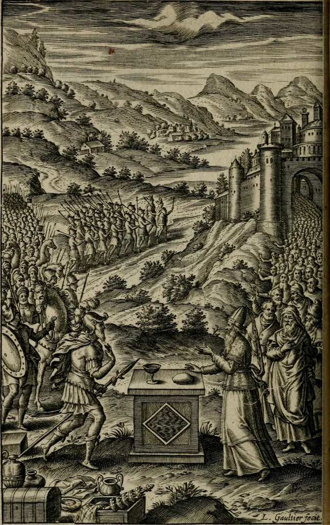An illustration from Tableaux sacrez des figures mystiques du tres-auguste sacrifice et sacrement de l'Eucharistie : dediez a la tres chrestienne royne de France et de Nauarre Marie de Medicis, 1601, leaf 123