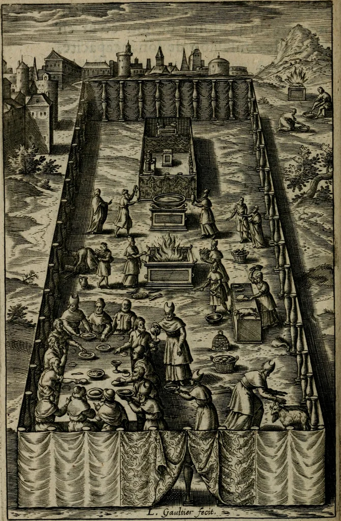 An illustration from Tableaux sacrez des figures mystiques du tres-auguste sacrifice et sacrement de l'Eucharistie : dediez a la tres chrestienne royne de France et de Nauarre Marie de Medicis, 1601, leaf 371
