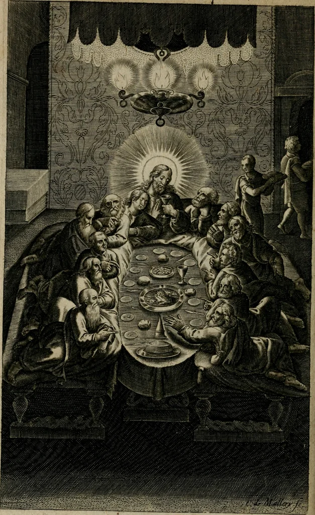 An illustration from Tableaux sacrez des figures mystiques du tres-auguste sacrifice et sacrement de l'Eucharistie : dediez a la tres chrestienne royne de France et de Nauarre Marie de Medicis, 1601, leaf 493