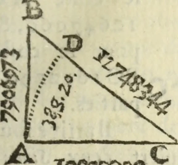 An illustration from Tables de Sinus Tangentes et Secantes, 1683, leaf 12