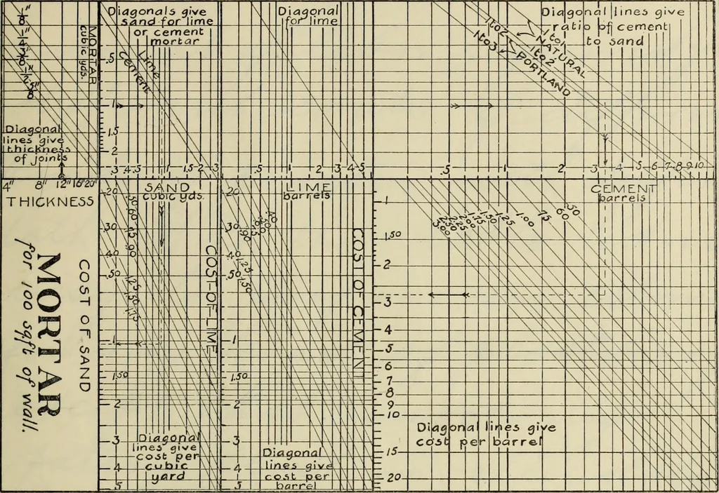 An illustration from Tables for estimating amount and cost of materials and labor for stone, brick and plaster work, 1901, leaf 28