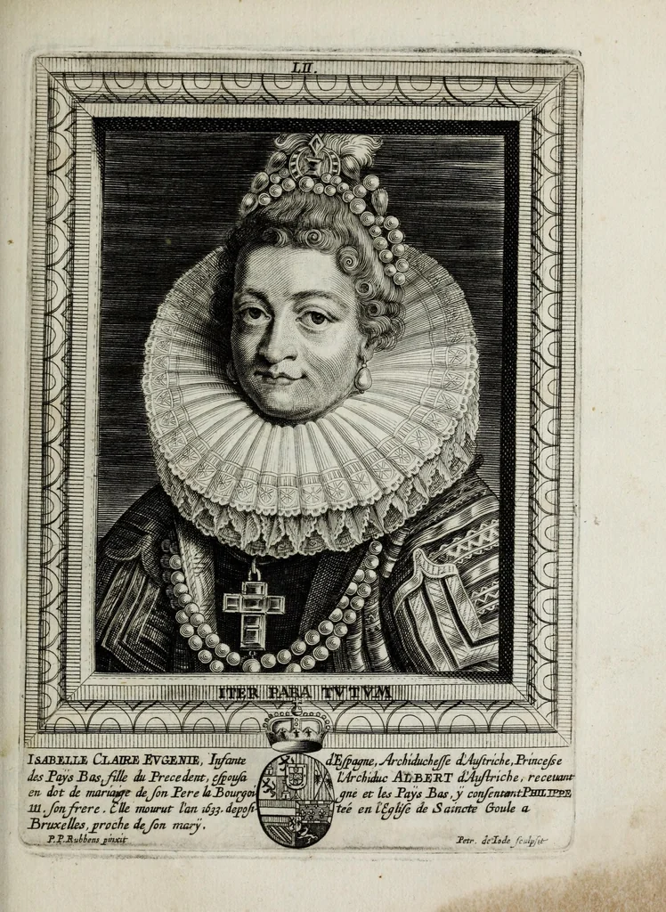 An illustration from Tabula chronologica, sive, Ducum Lotharingiae, Brabantiae, Limburgi &c. et gubernatorum ac archistrategorum eorundem ducatuum & ditionum continua series .., 1669, leaf 143